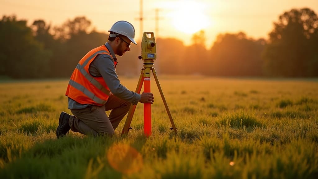 Boundary Surveys in progress at golden hour