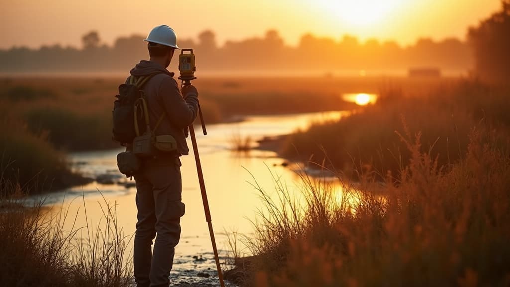 Floodplain Mapping in progress at golden hour