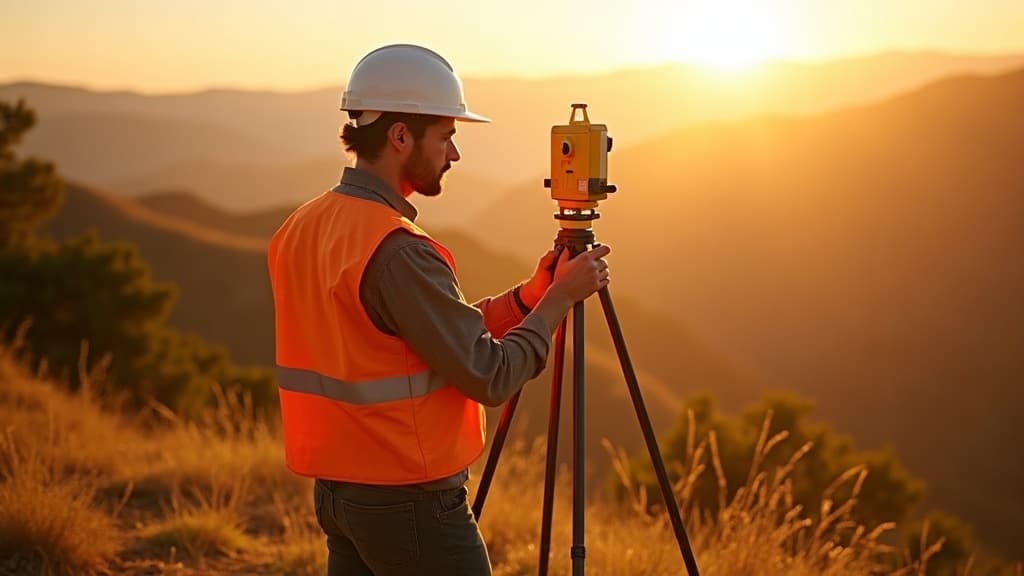 Topographic Surveys in progress at golden hour